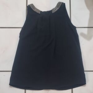 Elegant Navy Kids Dress with Embellished Collar